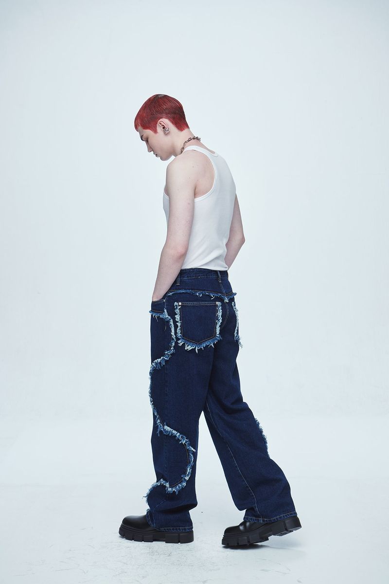 Snake Cutting Denim Pants