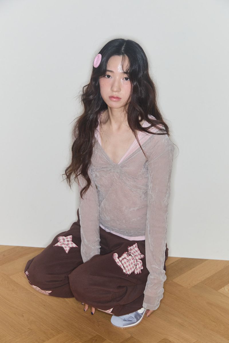 KIRING CHECK PATCH SWEAT PANTS (BROWN)