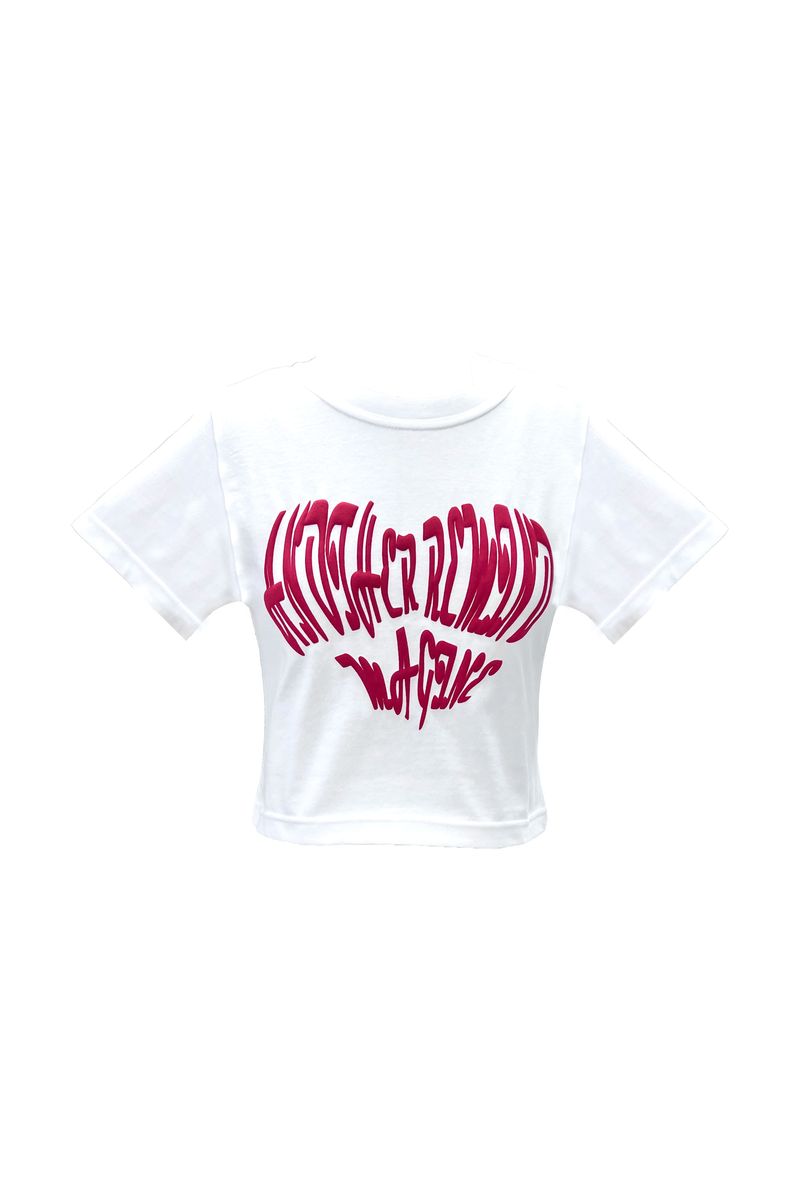 HEART SLOGAN CROP T-SHIRT / RED