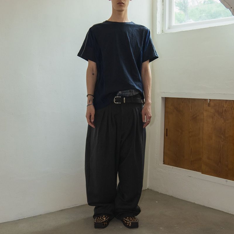 Herringbone pleat pants / Charcoal
