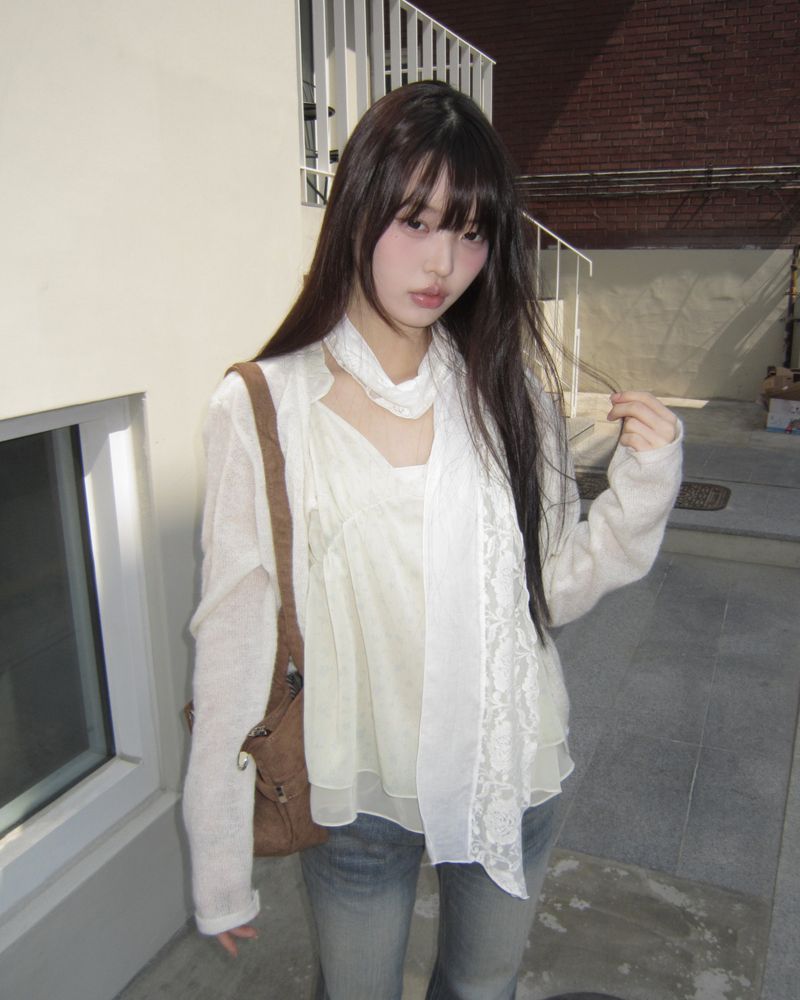 Juron Rose Sheer Lace Scarf