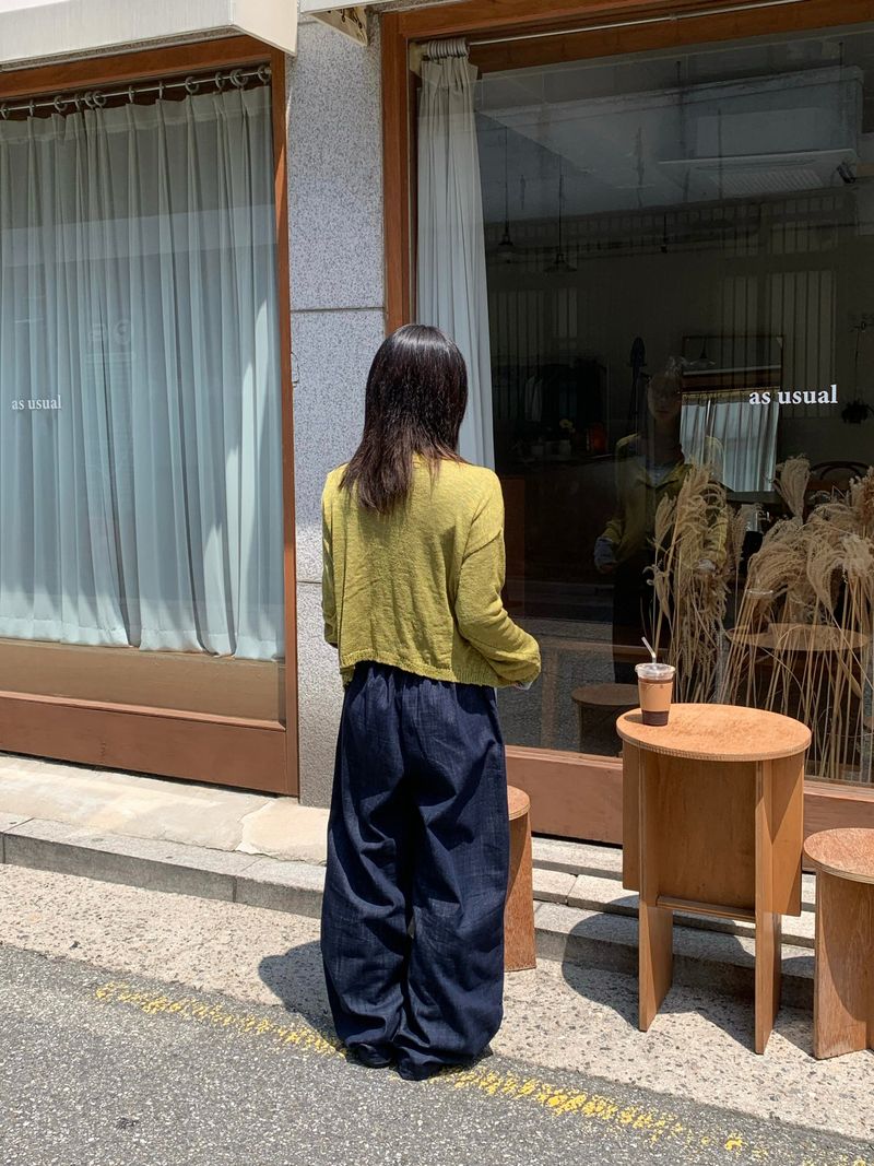 Snap Non-Fade Denim String Wide Pants (2 colors)