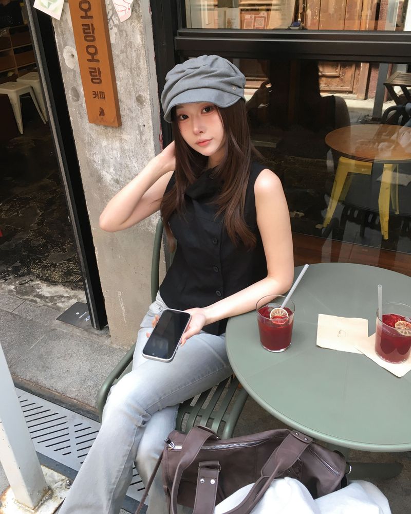 Grey lowrise boots cut pants