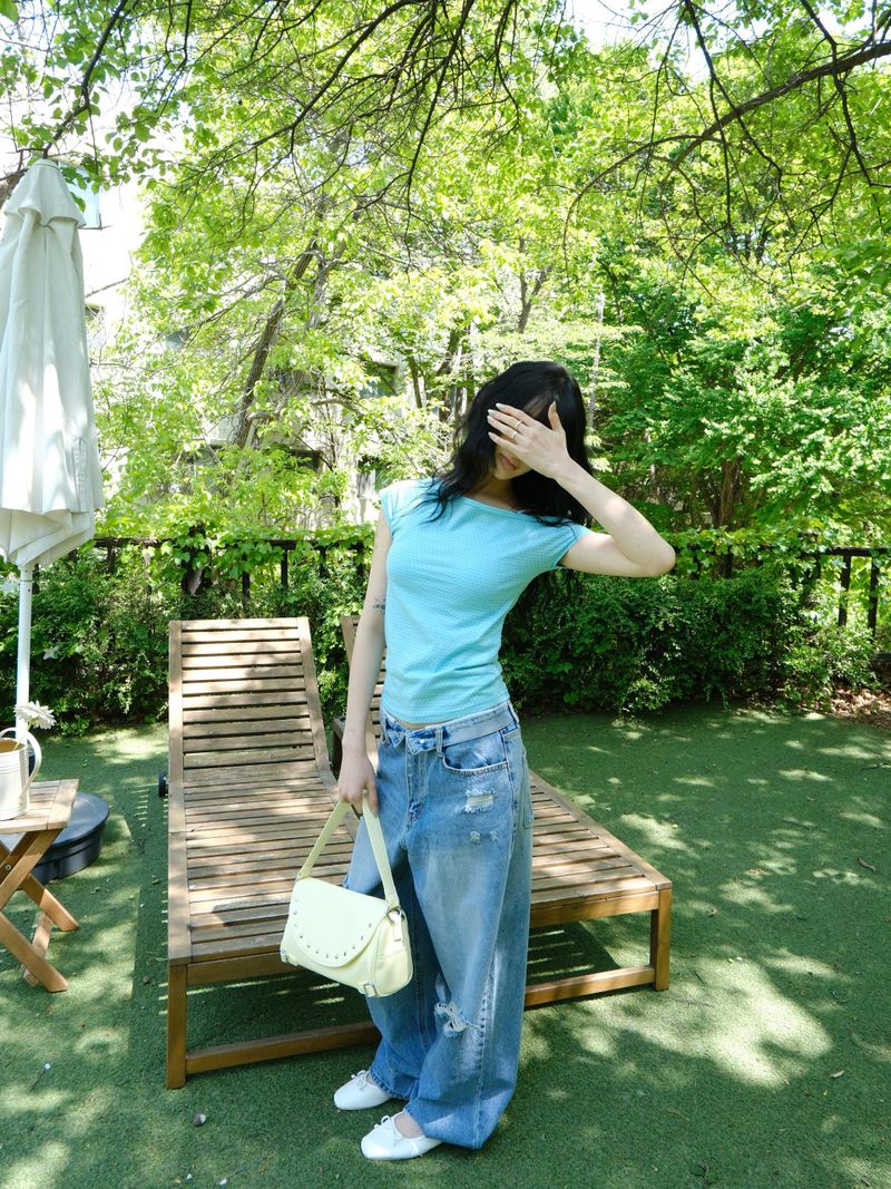 フォールドオーバー デニム パンツ