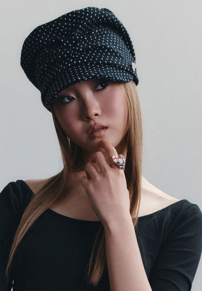 SOFIA CAP (POLKA DOT BLACK)