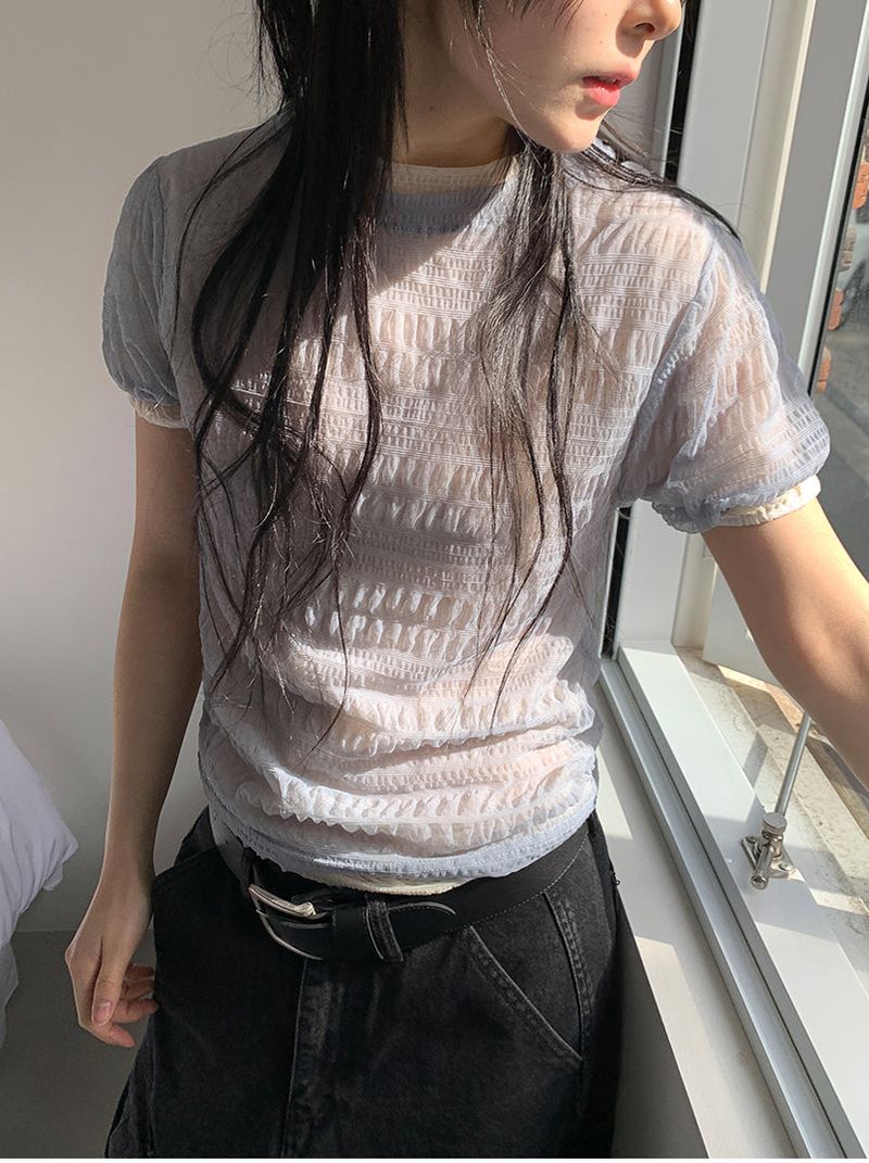 SHEER PUFF BLOUSE (4C)