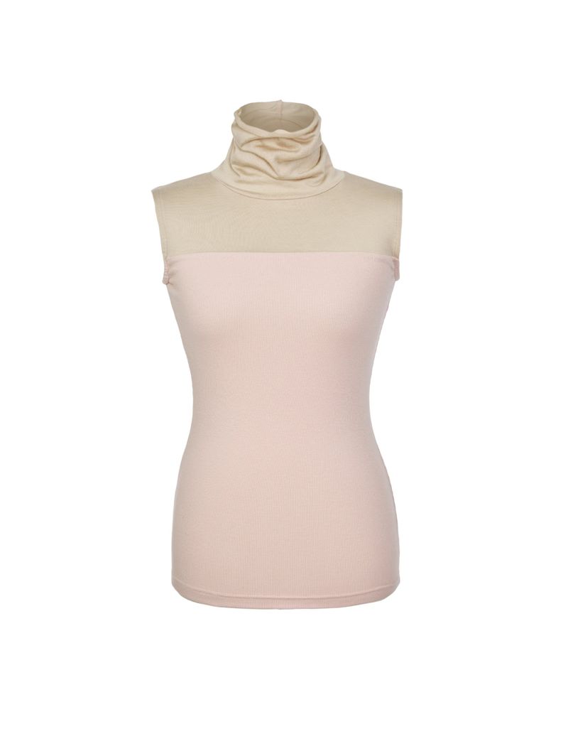 Innermuseum（インナーミュージアム）の「Two-tone Turtleneck Top (NUDEPINK)（Tops）」