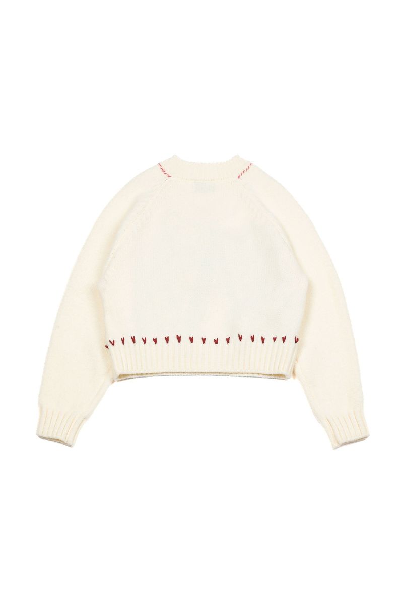 Heart Needle V-neck Knit [Ivory]