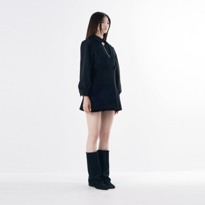 Wool button mini dress 001