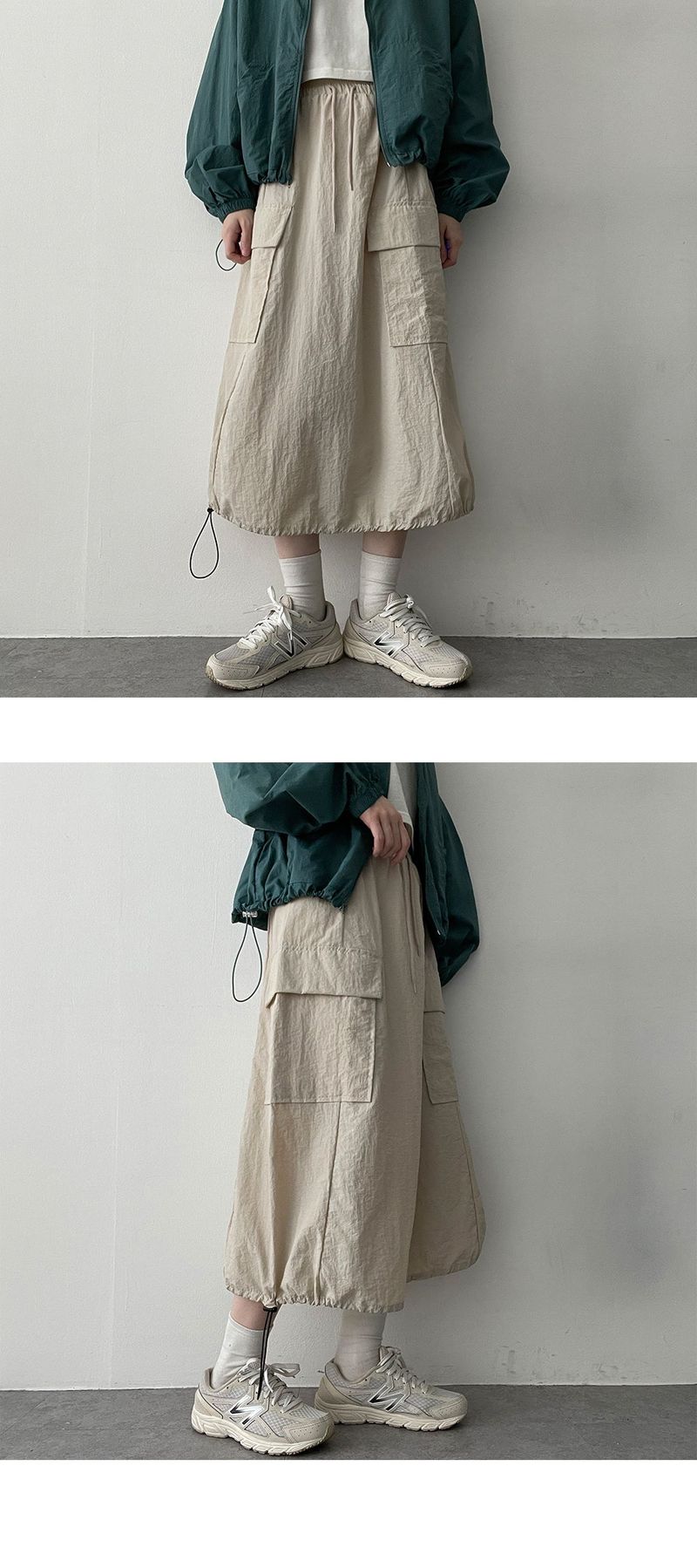 Top T-shirt nylon string long skirt