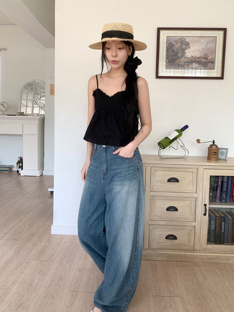 STUD BALLOON WIDE JEANS