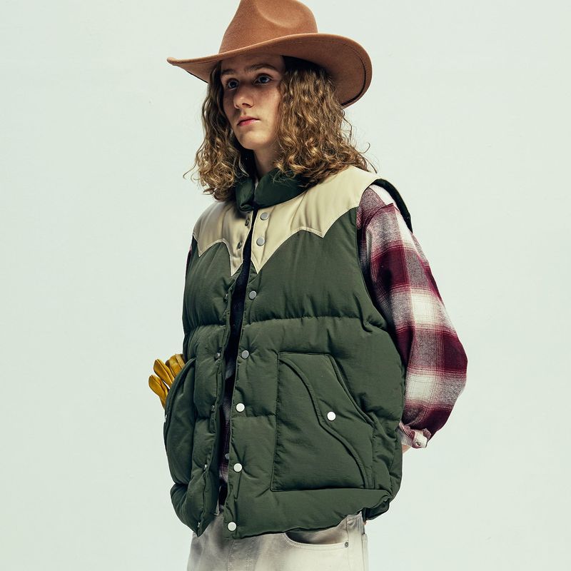 70s wyo padded ski vest olive khaki