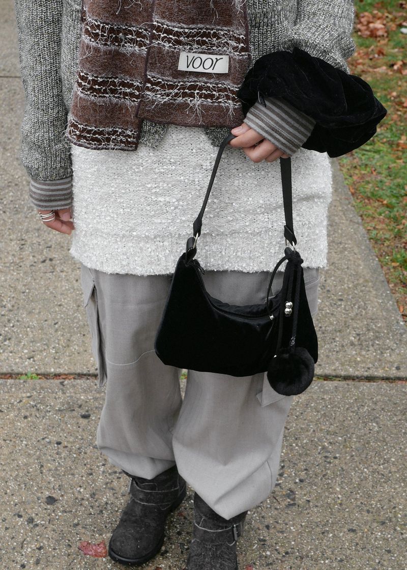 Velvet Mini Shoulder Bag_Black