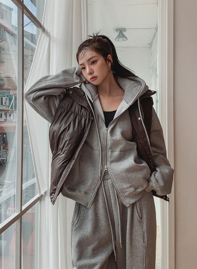 Eve Brushed Two Way Hood Zip-Up