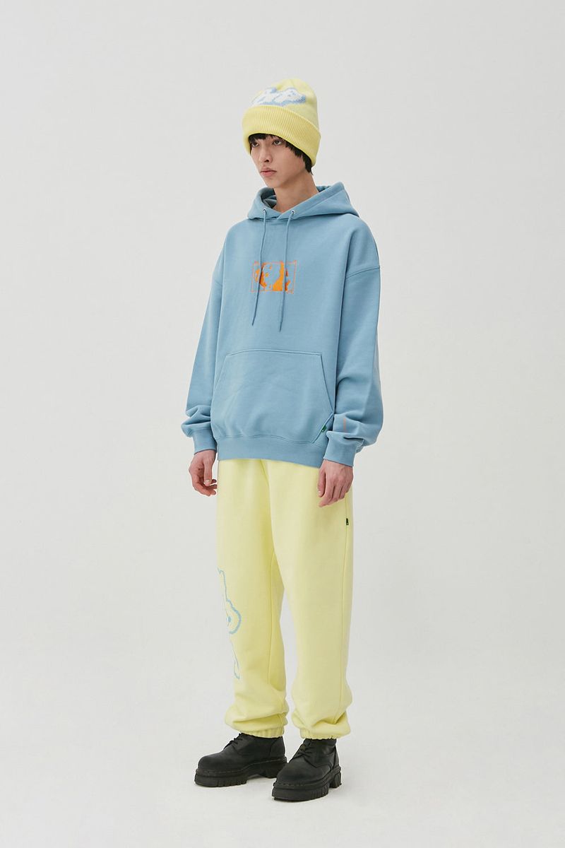 Square Graphic Hoodie_Blue Bell