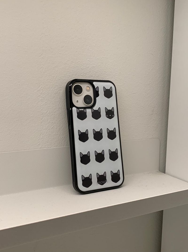 [MADE] yeowhi cat pattern epoxy bumper case_black&grey