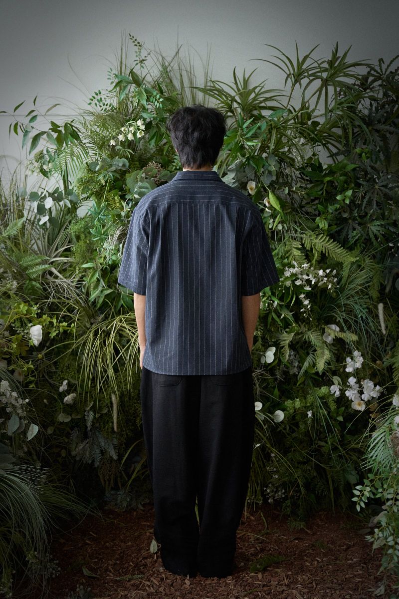STRIPE L-C TAILORED 1/2 SHIRT (Navy)