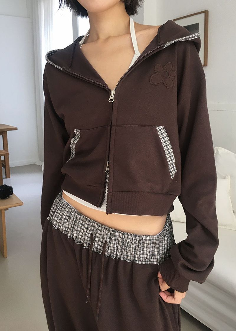 eon（イオエン）の「FLOWER CHECK HOOD ZIP-UP（Tops）」