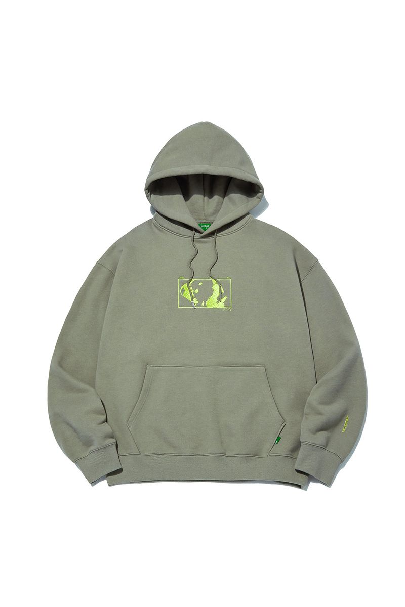 Square Graphic Hoodie_Moss Green