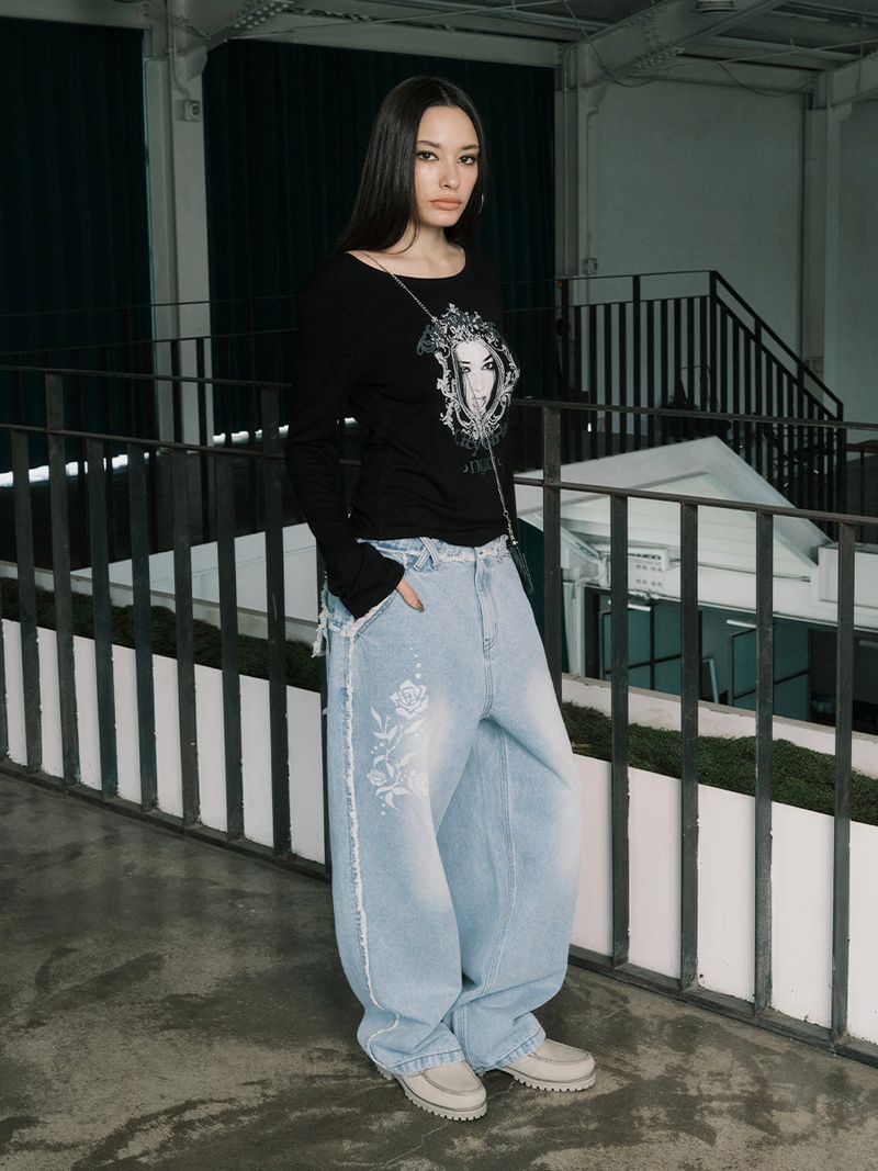 RAW CUT DENIM PANTS (LIGHT BLUE)