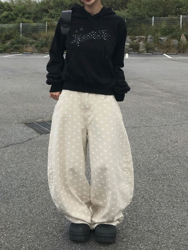 Starry Night Patch Crop Hoodie (3c)