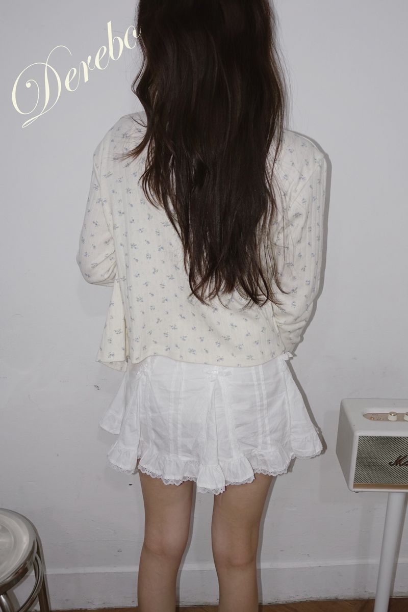 Lovely flower cardigan sleeveless two-piece set