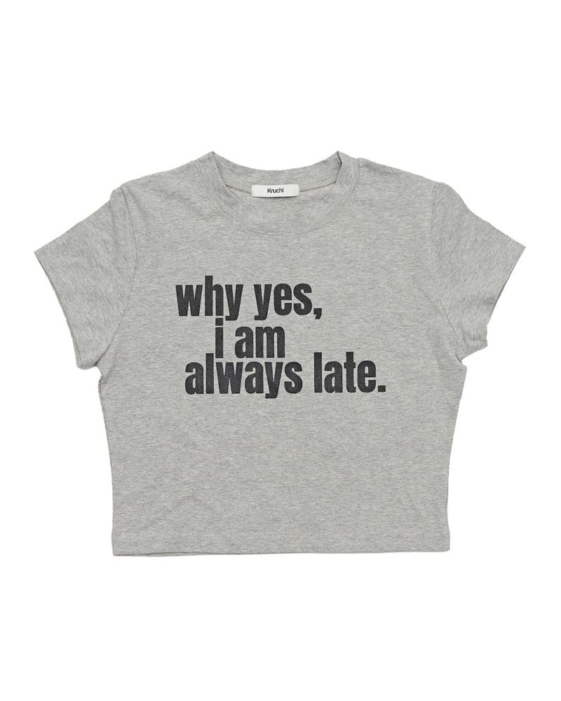 KRUCHI(クルチ)の「Always late Crop T-shirt (GREY)(Tops)」
