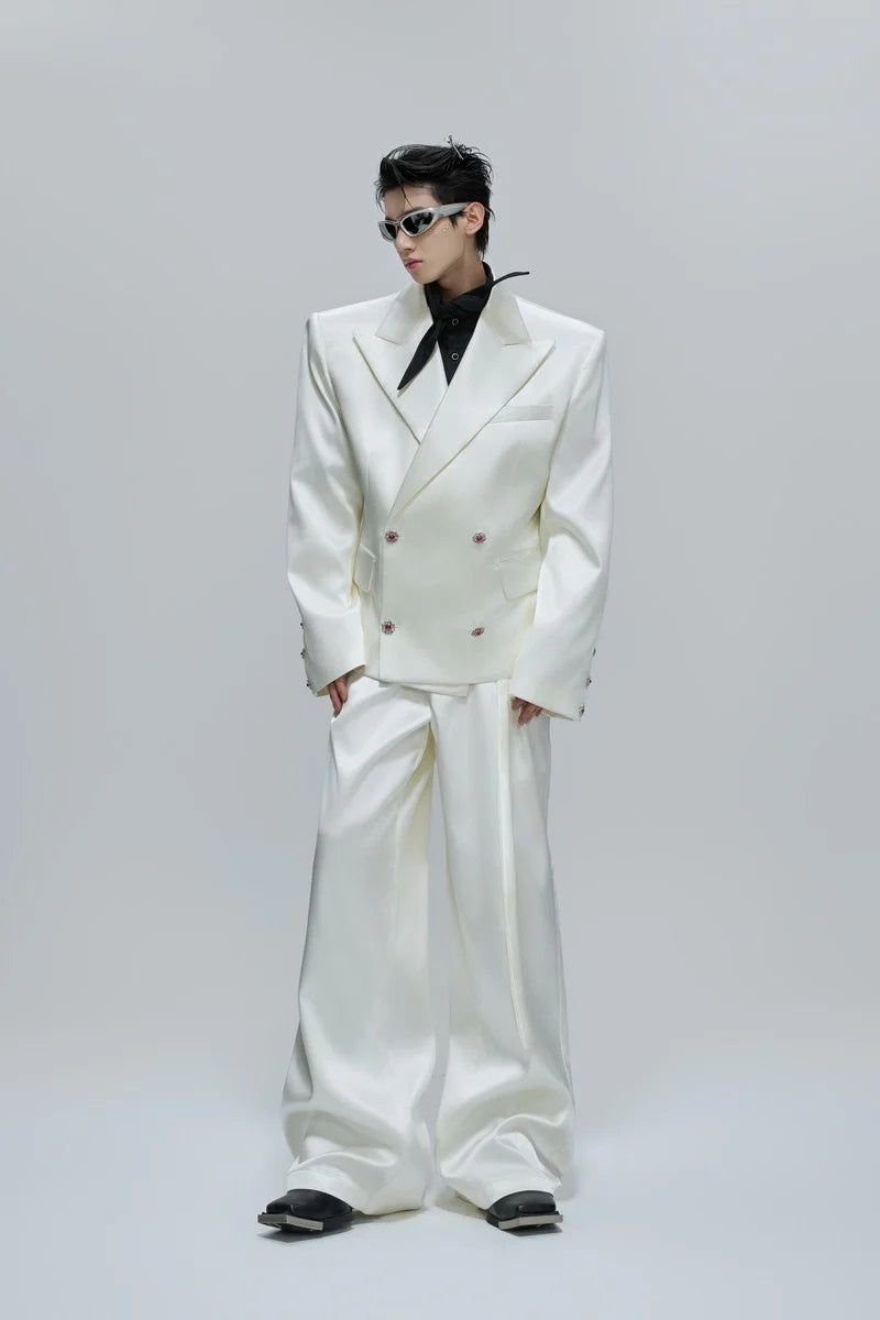 Glossy Cinched Waist Trousers