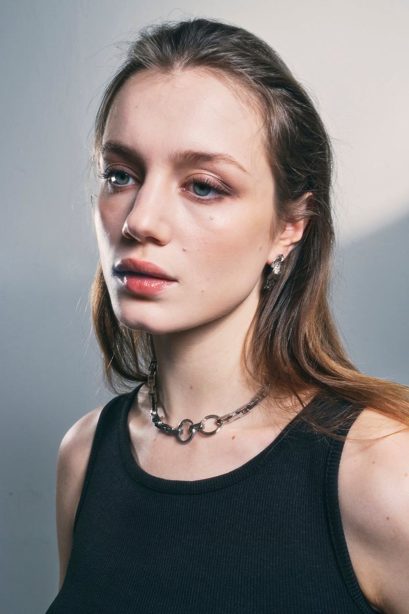 NO.330 [SILVER] GEOMETRY UNBALANCE EARRING EARCUFF SET