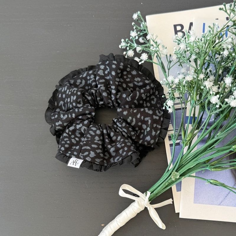scrunchie corduroy leopard_black(B)