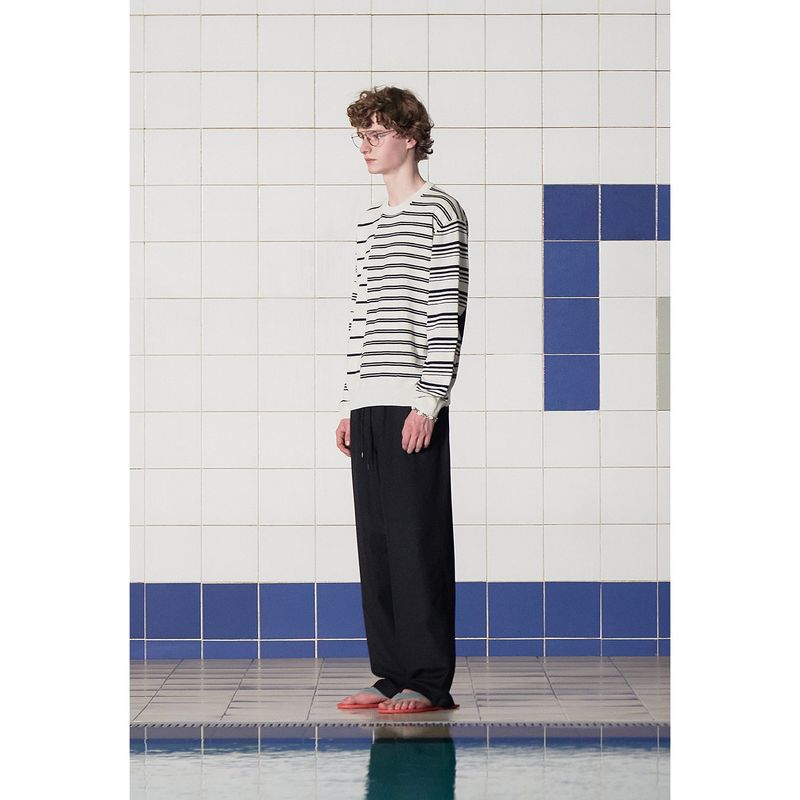 ARGYLE ELBOW STRIPE KNIT / IVORY