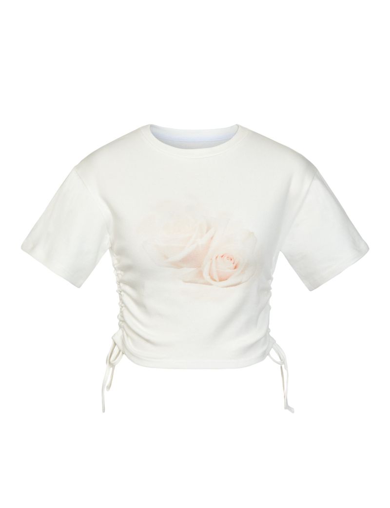 Innermuseum(インナーミュージアム)の「Rose Shirring T-shirt (WHITE)(Tops)」