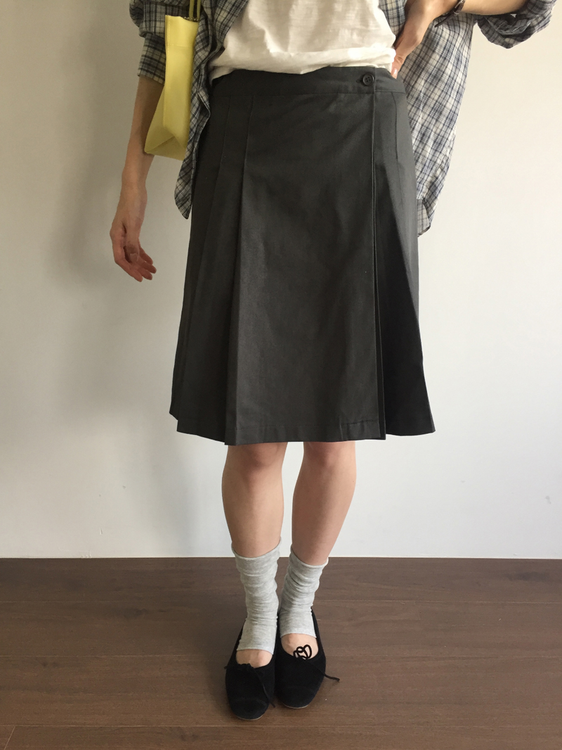 Fold wrap midi skirt (2color)
