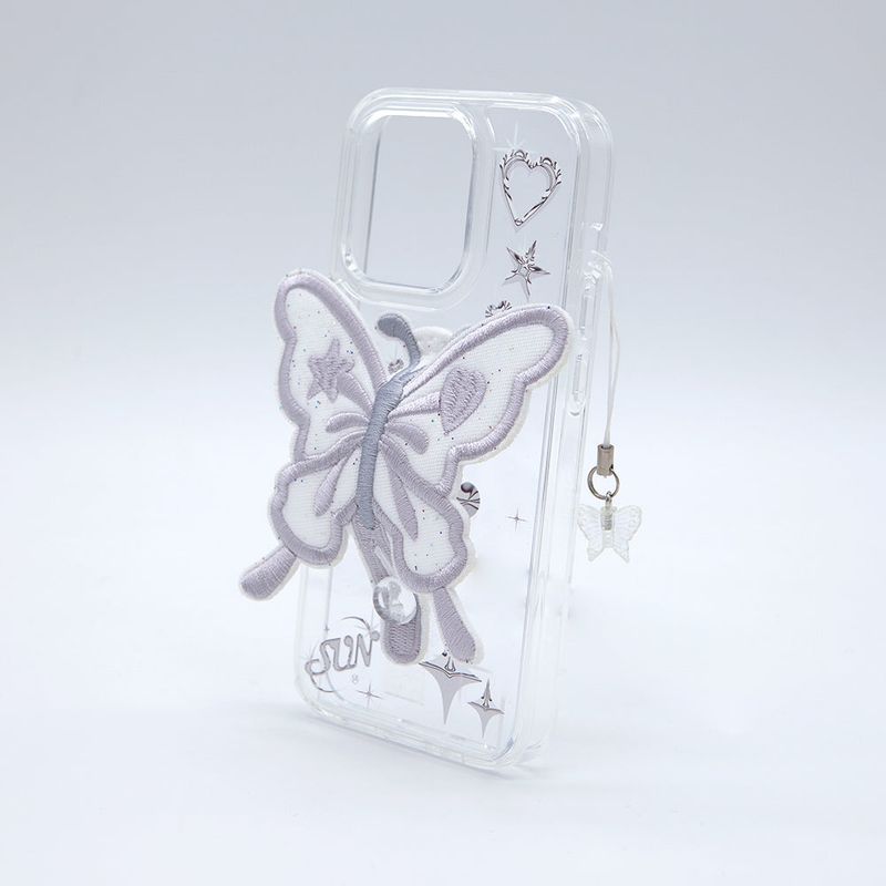 SUN CASE CLEAR PATCH BUTTERFLY SILVER