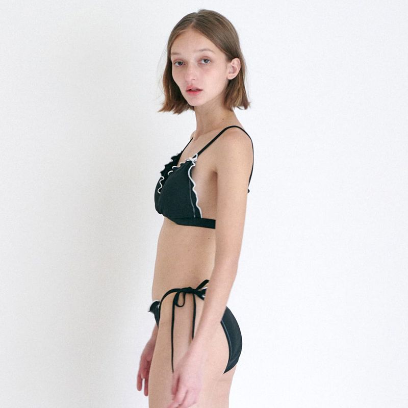 FRILL LACE BIKINI SET / BLACK