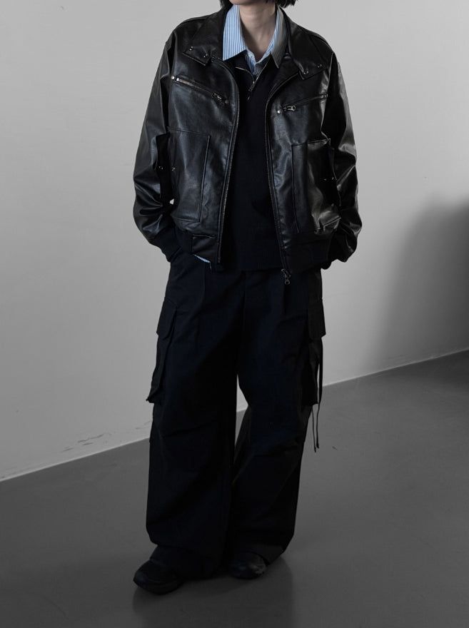 (unisex) Lumiere Overfit Leather Jacket