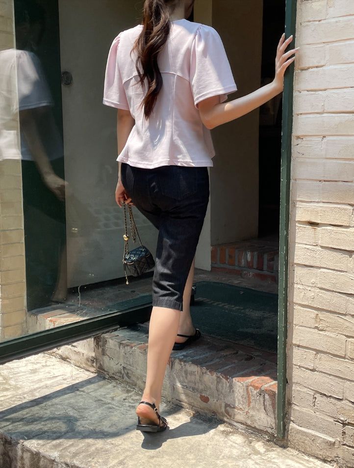 Roden Slit Span Capri Denim Pants