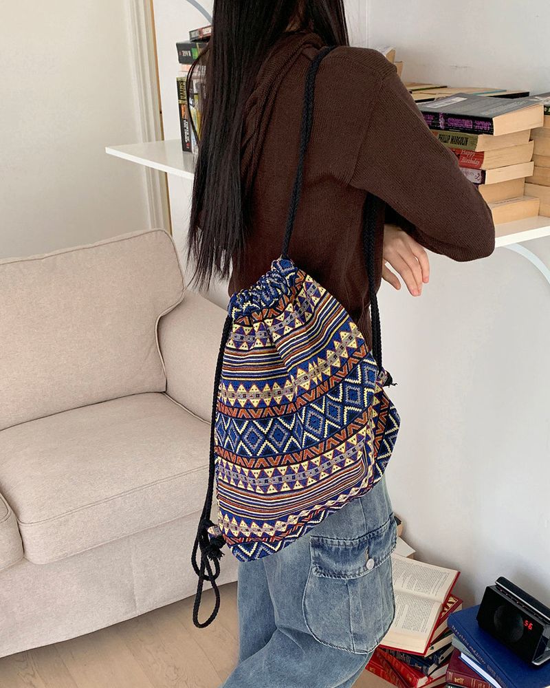 WONDER WONDER(ワンダーワンダー)の「Rums Vintage Bohemian Pattern String Cotton Backpack(Bags)」