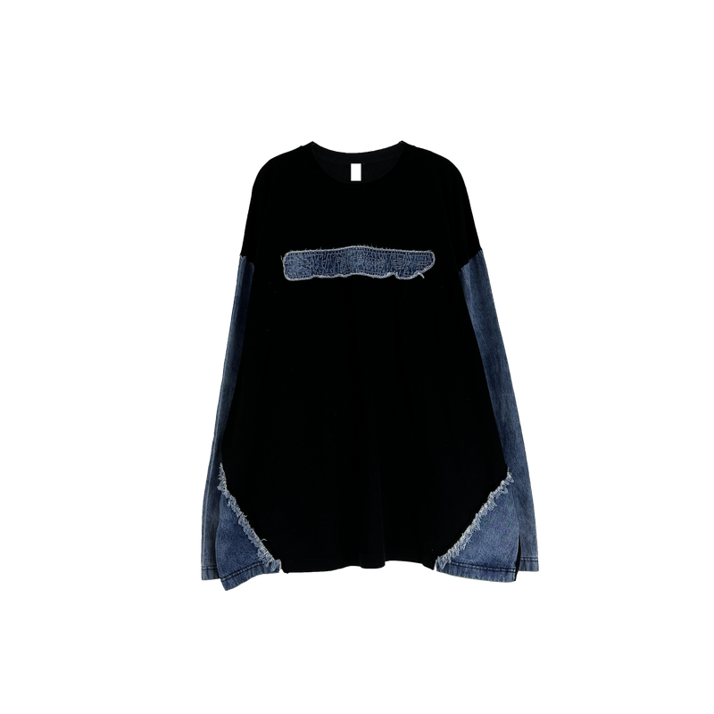 denim block cut-off longsleeve