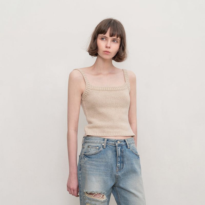 KNIT SLEEVELESS (OATMEAL)