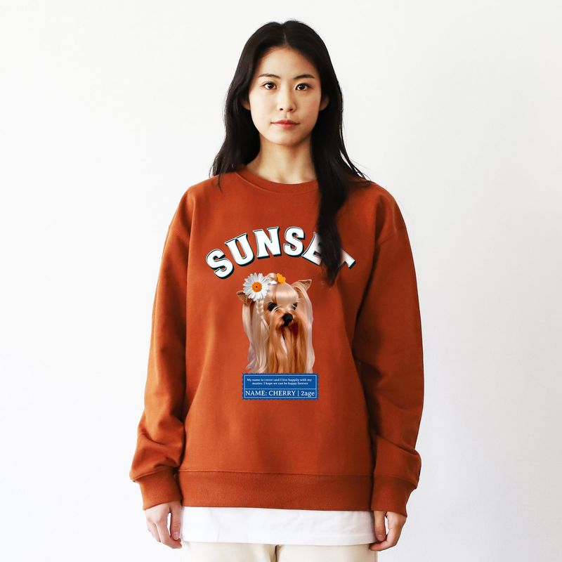 600D-026 SUNSET DOG LAYERED SWEAT SHIRTS