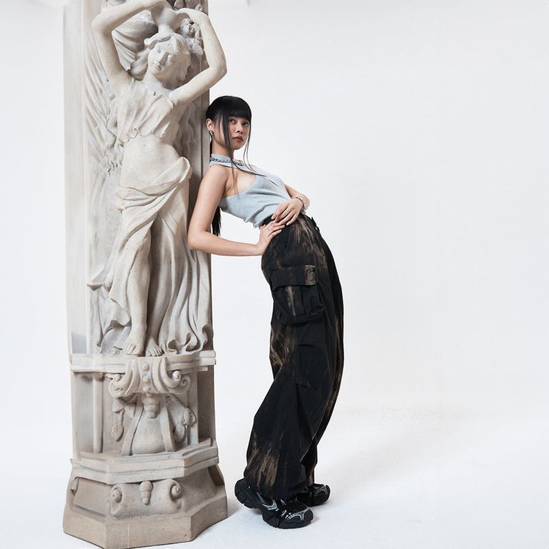 PEOPLEOFTHEWORLD（ピープルオブザワールド）の「Tie Dye Wide Jogger Pants (BLACK)（Pants）」