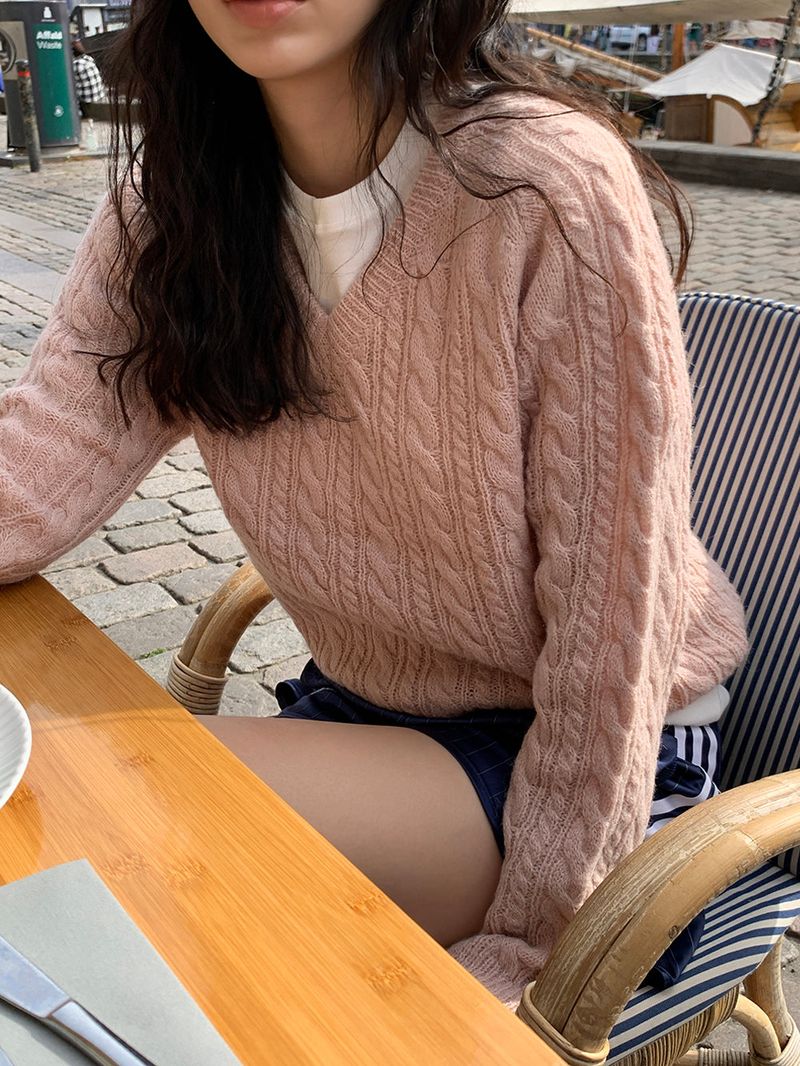 [MADE] Hi-mi alpaca twisted V-knit