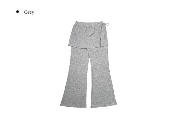 Asin Layered Flare Bootcut Banding Skirt Pants