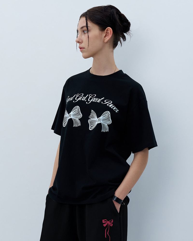 TWIN RIBBON TSHIRT-BLACK