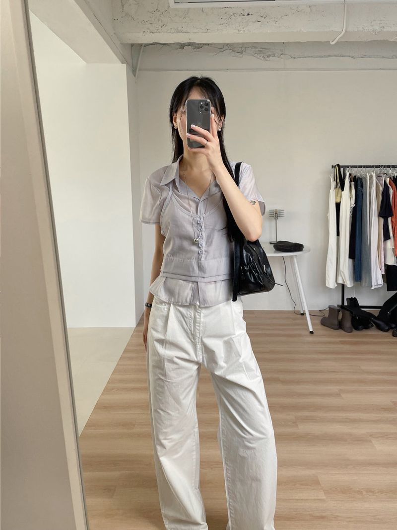 [Bustier SET] Light Halter See-through Blouse
