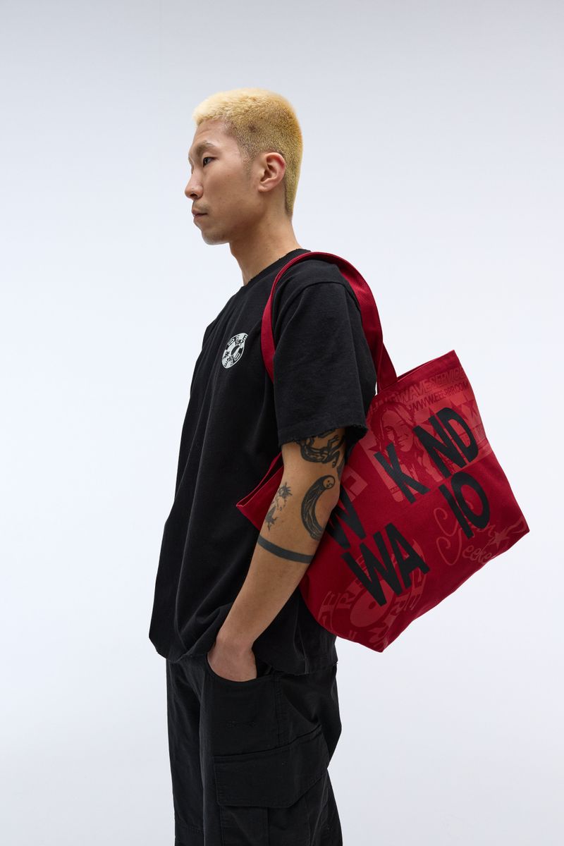 Weekend warrior typography printing tote-bag (Red)