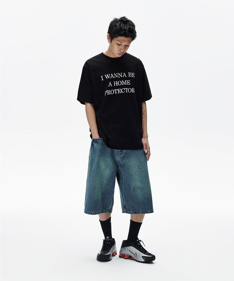 MUD WASHING DENIM SHORT