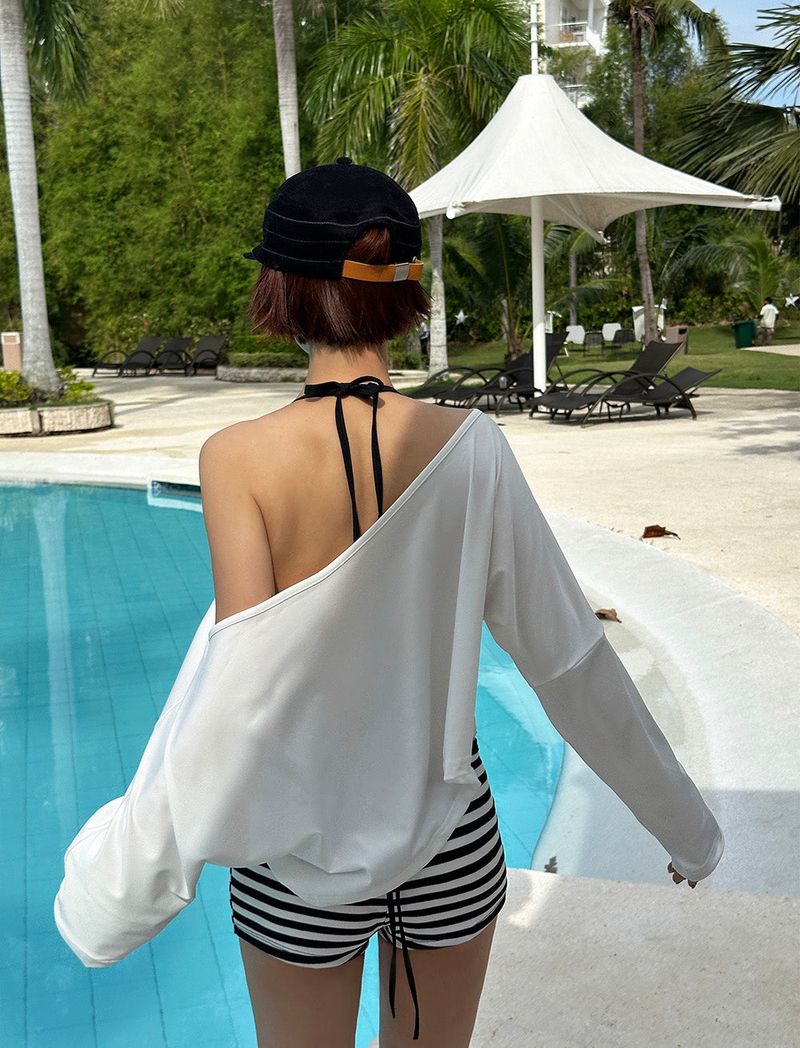 Stripe knit bikini swimwear