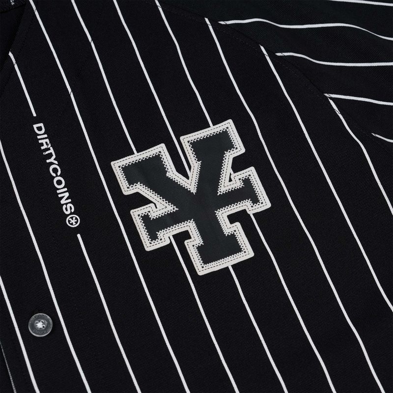 Baseball Jersey White Striped - Black